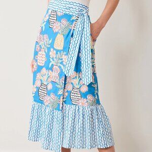 Printfresh Antique Vases Anika Skirt Wrap Skirt color is Blue Sky Size XS